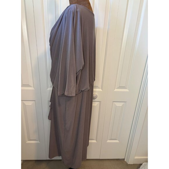 Adrianna Papell Womens Draped Cowl Neck Dress 14W Taupe Jersey - Picture 3 of 8